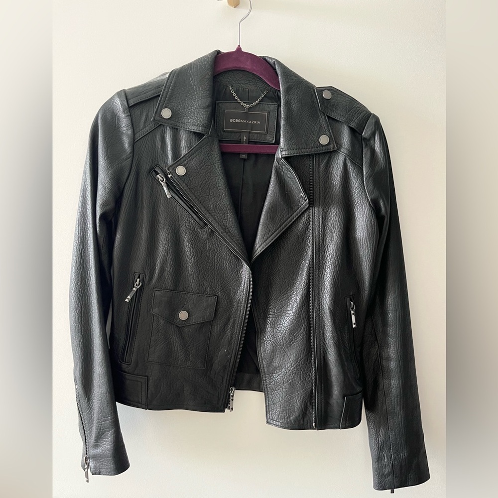 BCBGMaxAzria Black Leather Moto Jacket